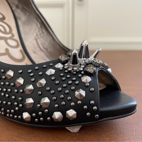 Sam Edelman Lizette NWT 🎉HP x2🎉 heeled open toe stud heels size 7 black & silver - Picture 5 of 9